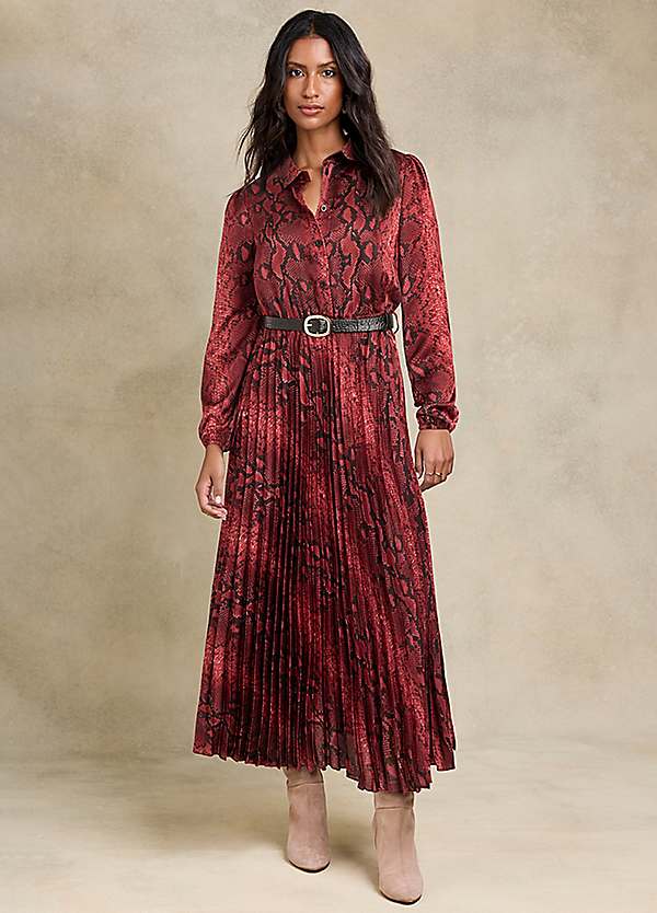 strapless open back dress Off Shoulder Midi Dress In Red Berry Print