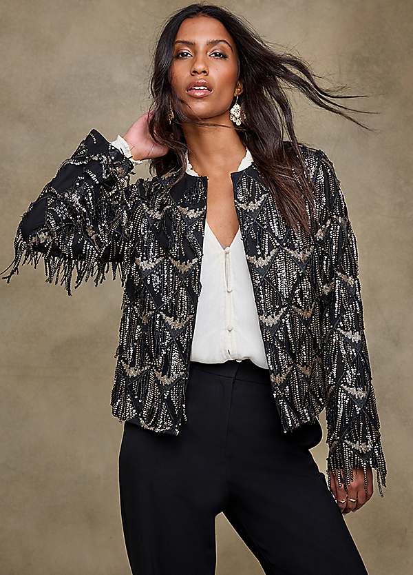 Black glitter jacket hotsell