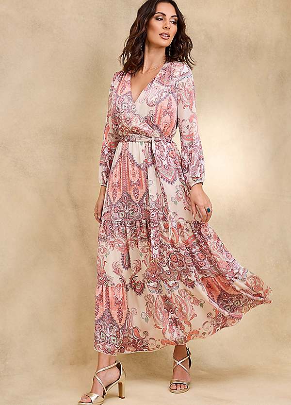 Printed wrap maxi dress best sale