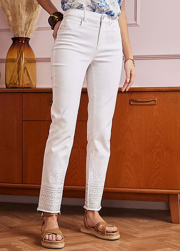 Stretchy white hot sale jeans