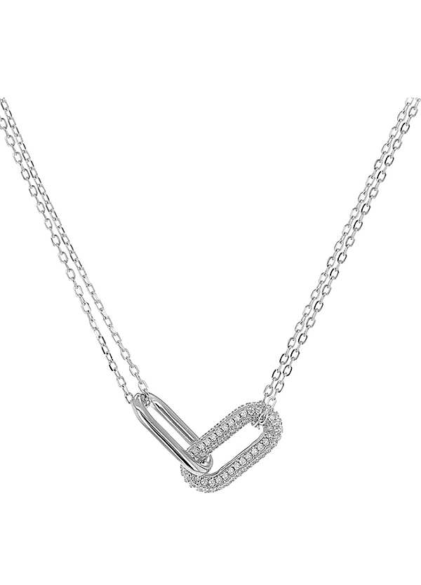 silver necklace, 8 mm zirconia