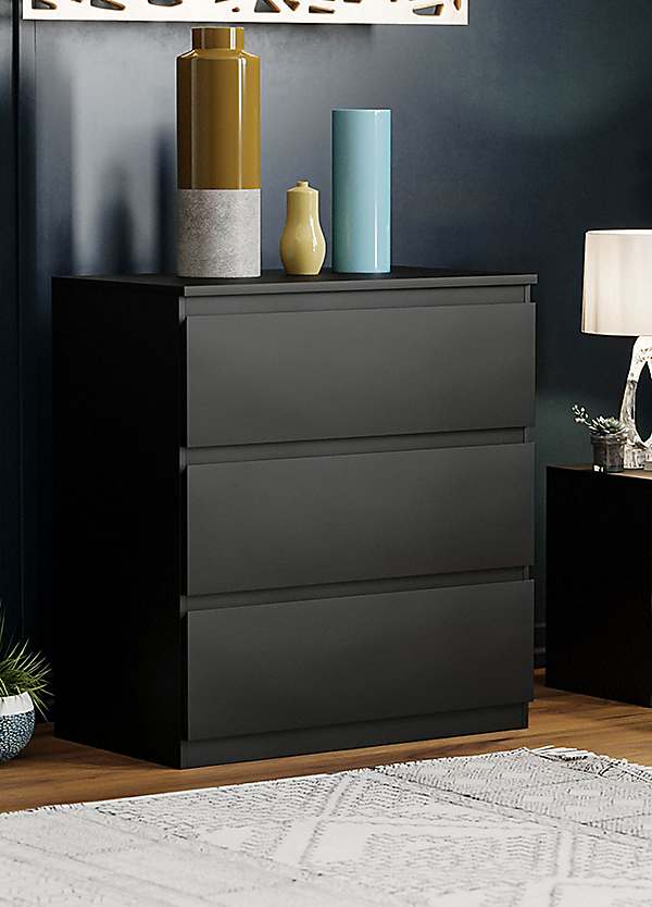 Black grey store chest of drawers