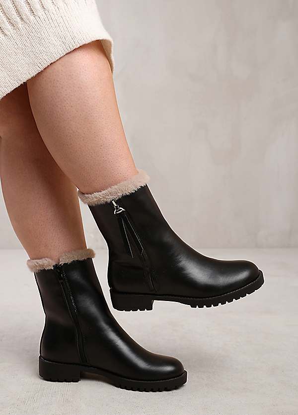 Shoe Wide Fit Mid Calf Boots Wide Fit Ruched Heeled Knee High