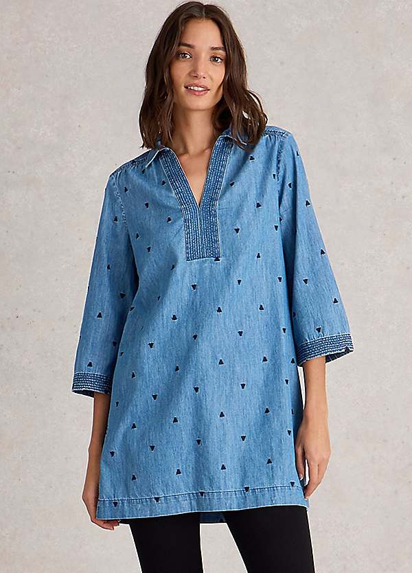 White Stuff Blaire Denim Embroidered Tunic | Kaleidoscope