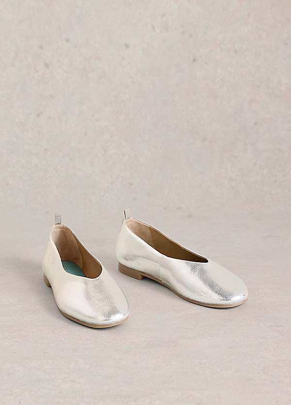 White Stuff Silver Cheri Leather Ballerina Pumps Kaleidoscope