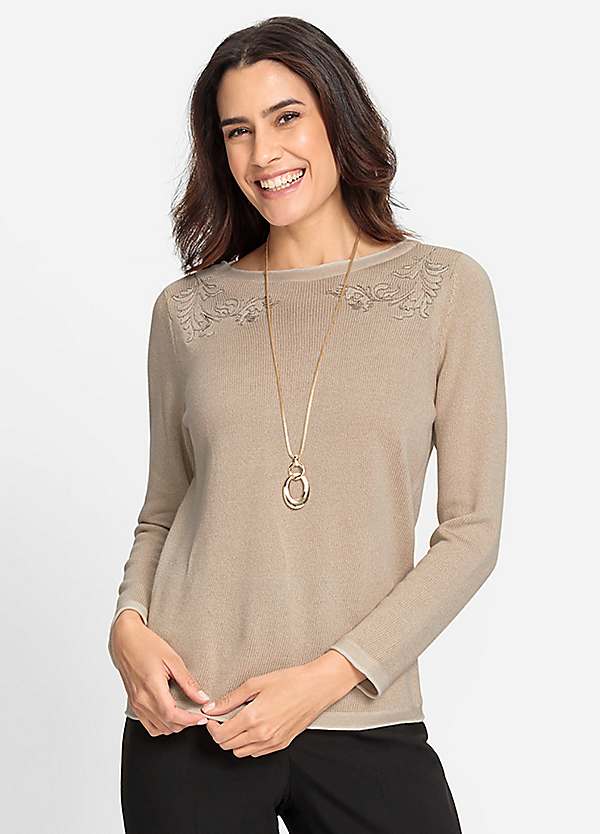 Witt Boat Neck Floral Embroidered Jumper | Kaleidoscope