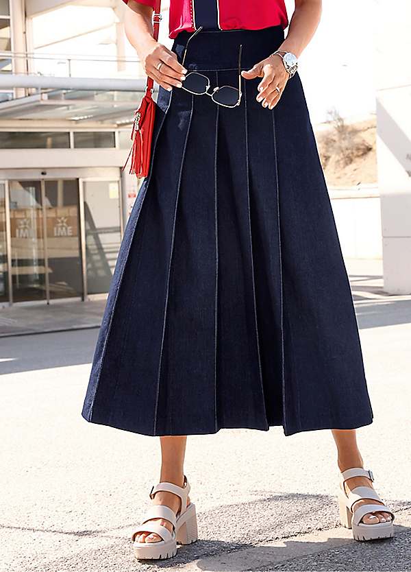 Witt Denim Pleat Midi Skirt | Kaleidoscope