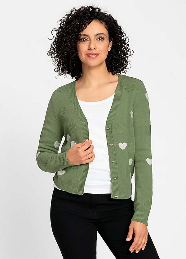 V Neck Women's Heart Cardigan Argyle Stitch Cardigan