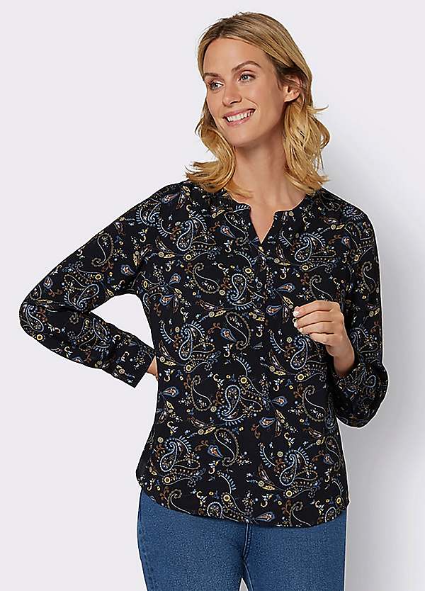 printed long sleeve blouse