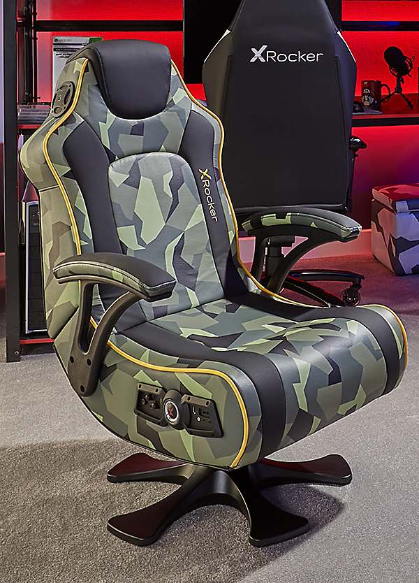 X Rocker Covert Ops Bluetooth Pedestal Gaming Chair Camo