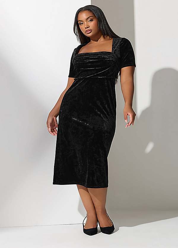 ワンピース ANDRESD curved square velour dress カーヴドスクエアベロアドレス / curved square velour dress（ドレス