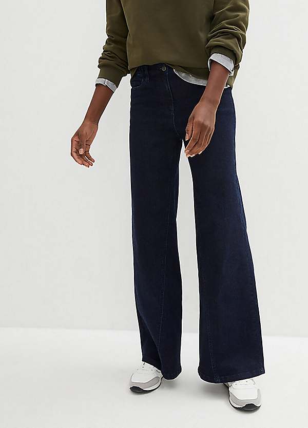 bonprix Elasticated Waist Wide Leg Jeans