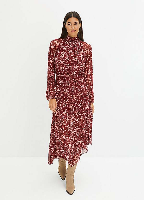 bonprix Floral Print Chiffon Midi Dress Kaleidoscope