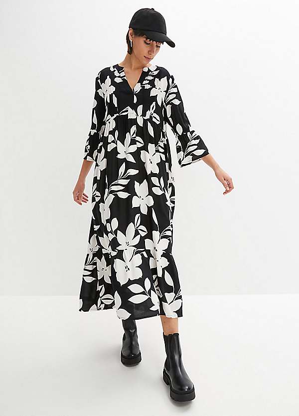 bonprix Floral Print Midi Dress Kaleidoscope
