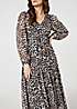 Izabel London Beige Animal Print Semi Sheer Tiered Maxi Dress ...