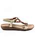 Lunar Ladies Mariella Elasticated Slingback Sandals - Faux Leather, Open Toe & Heel, Beaded & Diamante Flat Sandals