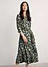 Seasalt Cornwall Green Wild Bouquet Three-Quarter Sleeve Midi Dress ...