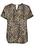 Yours Curve Brown Leopard Print Metal Trim Blouse | Kaleidoscope