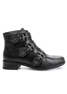 Leather Studded Biker Boots