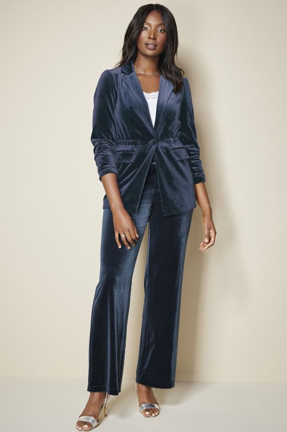 Navy velvet hotsell trouser suit ladies