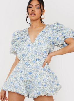 Lorna Luxe Blue Floral Button Down Frill Side Split Midi Dress