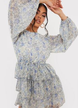 IN THE STYLE x Lorna Luxe, Dresses, Lorna Luxe Blue Caterina Willow Print  Trapeze Ma